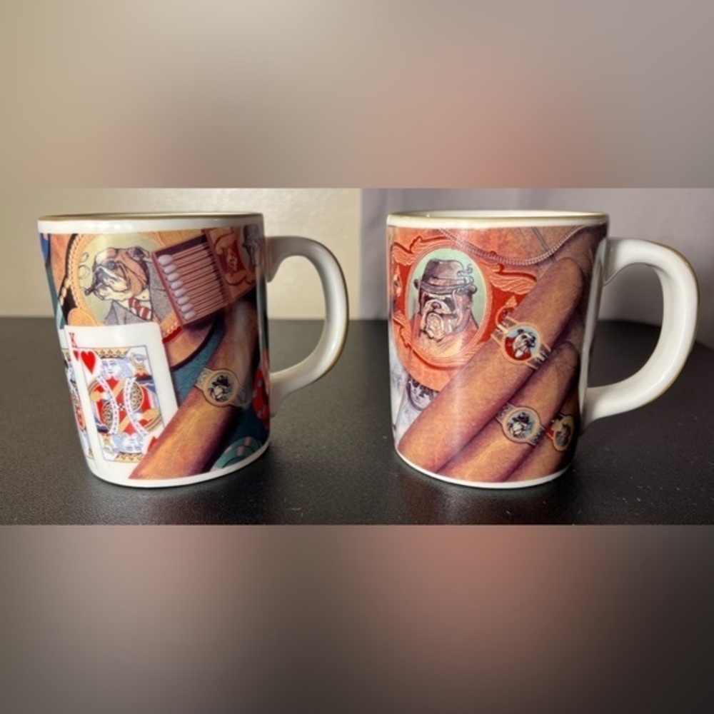 Russ Dogs Playing Poker‎ Coffee Mugs Vintage Bulldog